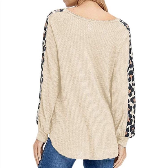 Waffle Knit Leopard Tunic Sweater - Picture 2 of 4